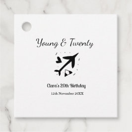 Jong en twintig avontuur gelukkige verjaardag naam bedankjes labels