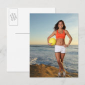 jong , geschikt  vrouw met volleybal briefkaart (Voorkant / Achterkant)