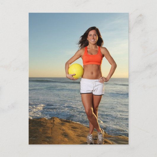 jong , geschikt  vrouw met volleybal briefkaart (Voorkant)