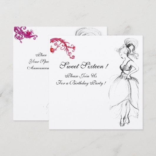 JONG GEZELLIG MEISJE 16 VERJAARDAGSFEEST, Zwart, W Kaart (Voorkant / Achterkant)