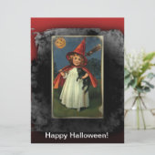 jong halloween heks & kat groot Briefkaart (Staand voorkant)