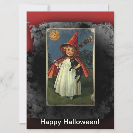 jong halloween heks & kat groot Briefkaart (Voorkant)