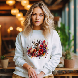Jong hert in bloemen trui