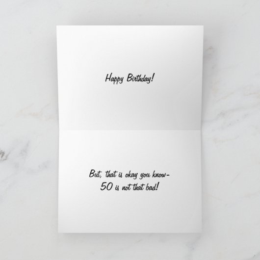 JONG IN HET HART **50ste VERJAARDAG HUMOR" Kaart (Binnen)
