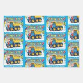 Jong Jongen NAAM Verjaardag Dump Truck Ballonnen Inpakpapier Vel (Voorkant 3)