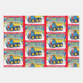 Jong Jongen NAAM Verjaardag Dump Truck Ballonnen Inpakpapier Vel (Voorkant 2)