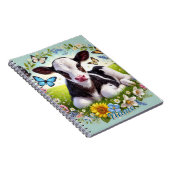 Jong kalf met bloemenkrans en vlinders notitieboek (Rechterzijde)