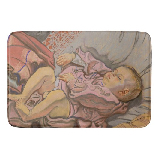 Jong Kind Slapen op een Kussen Badmat (Voorkant)