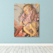 Jong Kind Slapen op een Kussen (door Wyspiański) Canvas Afdruk (Insitu (Houten vloer))