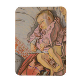 Jong Kind Slapen op een Kussen Magneet