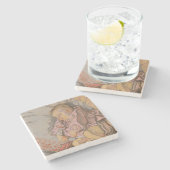 Jong Kind Slapen op een Kussen Stenen Onderzetter (Zijkant)