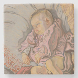 Jong Kind Slapen op een Kussen Stenen Onderzetter