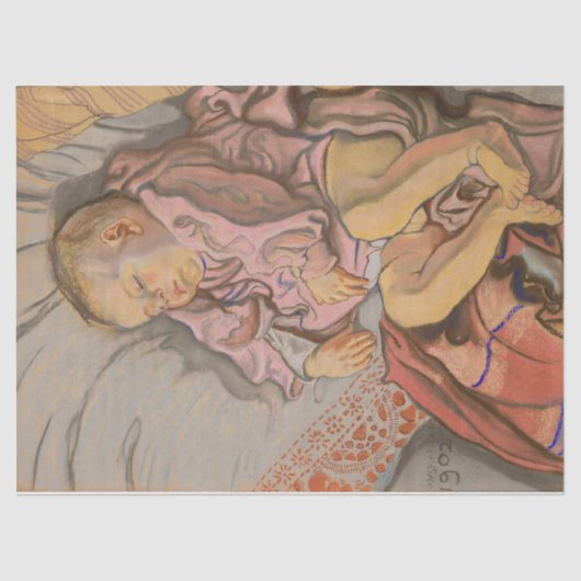 Jong Kind Slapen op een Kussen Tissuepapier (Voorkant)