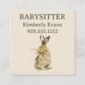Jong konijn babysitter vierkante visitekaartje (Voorkant)