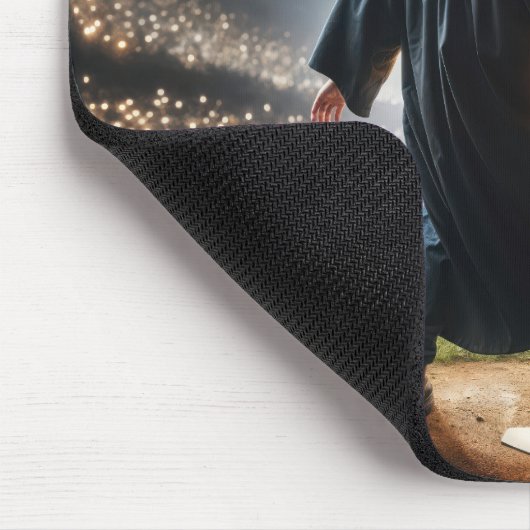 Jong Man Afstuderen met vlammende honkbalknuppel Muismat (Hoek)