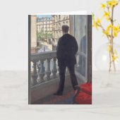 Jong Man bij Zijn Raam door Gustave Caillebotte Kaart (Gele Bloem)
