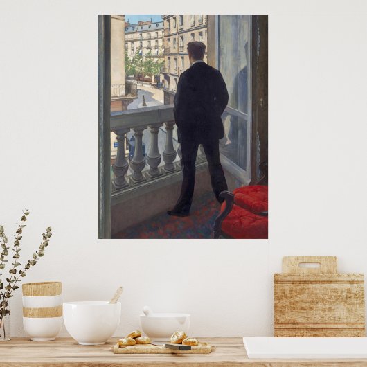 Jong Man bij Zijn Raam door Gustave Caillebotte Poster (Keuken)