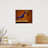 Jong man dat gymnastiek op de pommel oefent poster (Keuken)