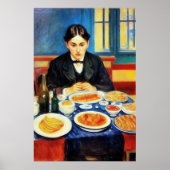 Jong man en diner op tafel | AI Art Poster (Voorkant)