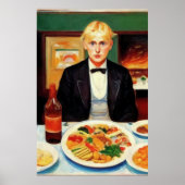 Jong man en feestdiner | AI Art Poster (Voorkant)