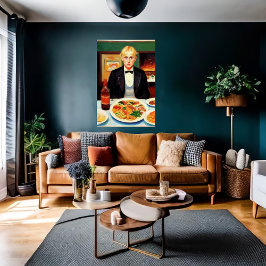 Jong man en feestdiner | AI Art Poster