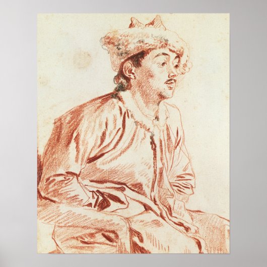 Jong Man in Oriental Costume (tekening) Poster (Voorkant)