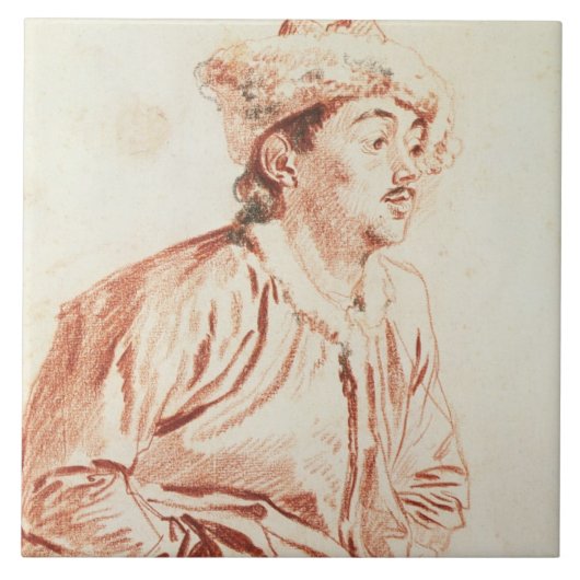 Jong Man in Oriental Costume (tekening) Tegeltje (Voorkant)