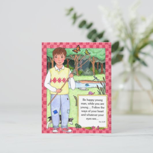 Jong Man Inspirerend Briefkaart (Staand voorkant)