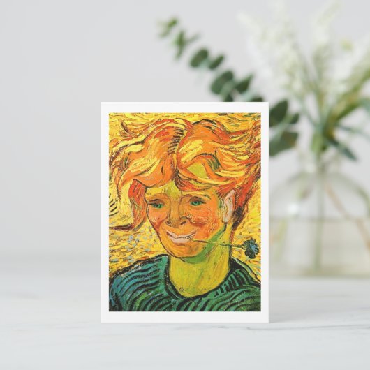Jong Man met Cornflower Van Gogh Fine Art Briefkaart (Staand voorkant)