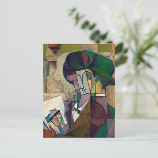 Jong Man met een fontein Pen van Diego Rivera 1914 Briefkaart (Staand voorkant)