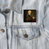 Jong Man met Violin Vierkante Button 5,1 Cm (In situ)