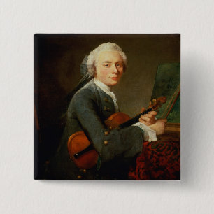 Jong Man met Violin Vierkante Button 5,1 Cm