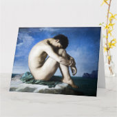 Jong Man van het Zee Fine Art Groetjes Kaart (Gele Bloem)