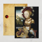 JONG MEISJE, ANTIEK VINEYARD GRAPES EN WIJN BRIEFKAART (Voorkant / Achterkant)