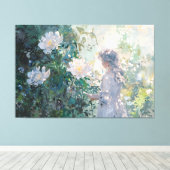 *~* Jong Meisje BLOEMEN TV2 Stretched Canvas Print (Insitu (Houten vloer))