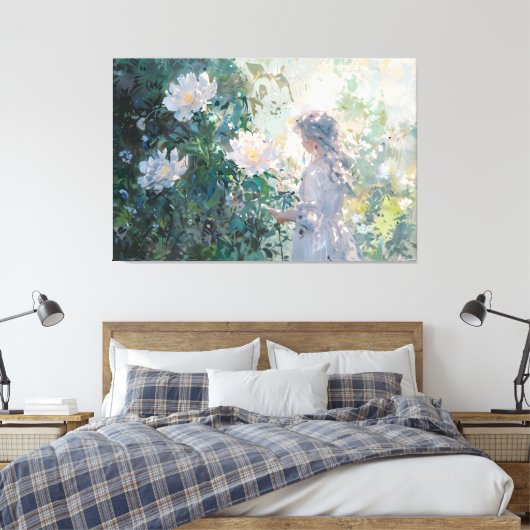*~* Jong Meisje BLOEMEN TV2 Stretched Canvas Print (Insitu (Slaapkamer))