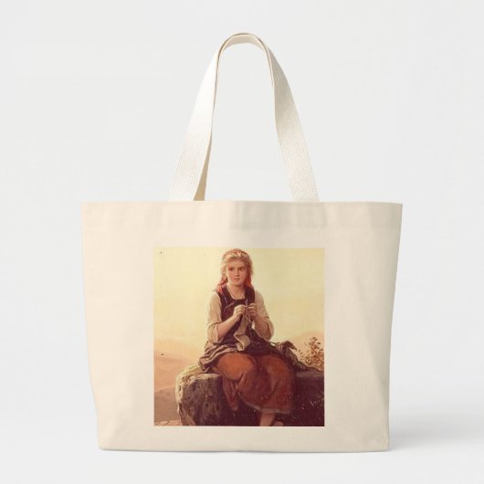 jong meisje breien grote tote bag (Voorkant)