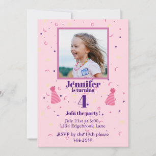 Jong Meisje confetti op roze Verjaardagsfeest Kaart