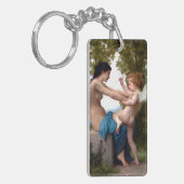 Jong meisje dat zichzelf verdedigt tegen Eros Cupi Sleutelhanger (Voorkant Links)