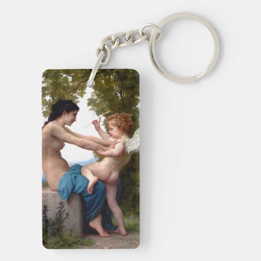 Jong meisje dat zichzelf verdedigt tegen Eros Cupi Sleutelhanger (achterkant)