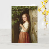 Jong Meisje die zich in een Deuropening bevinden Kaart (Gele Bloem)