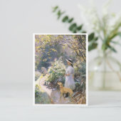 Jong meisje en haar windhond in de tuin Art Briefkaart (Staand voorkant)