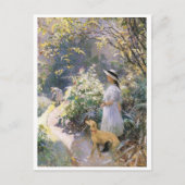 Jong meisje en haar windhond in de tuin Art Briefkaart (Voorkant)