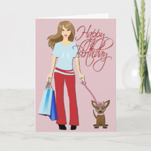 Jong meisje en pup Happy Birthday Kaart