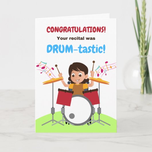 Jong Meisje Gefeliciteerd Drum recital Schattige Kaart (Voorkant)