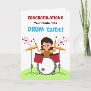 Jong Meisje Gefeliciteerd Drum recital Schattige Kaart