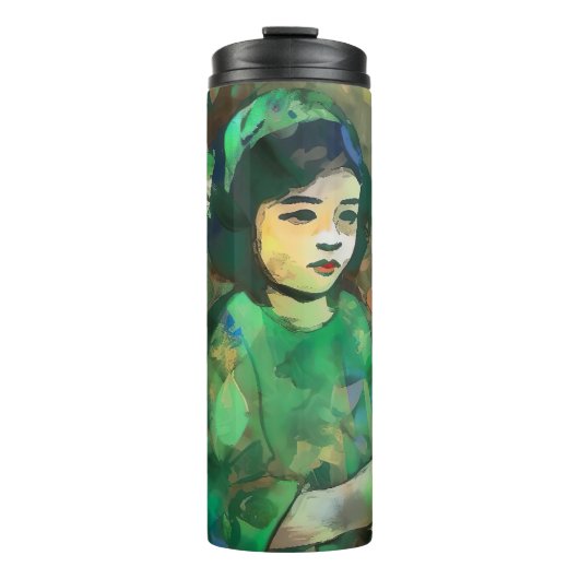 Jong Meisje in Groen Thermosbeker (Voorkant)
