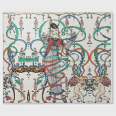 JONG MEISJE, KLEURRIJKE LINTEN, CUPIDO Valentijnsd Cadeaupapier (Vlak)