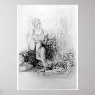 jong meisje leest boek poster