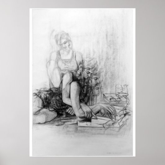 jong meisje leest boek poster (Voorkant)